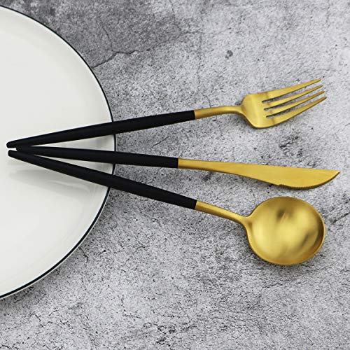 5-Piece 18/10 Stainless Steel Matte Gold Silverware Set, Kitchen Tableware Set, Dishwasher Safe