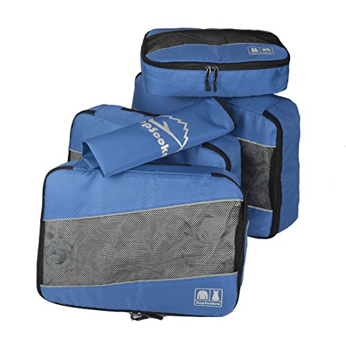 5 Set Packing Cubes for Travel Large Suitcase Luggage Organizer Bags Travel Accessories Vacation 4 Cubes 1 Laundry Pouch Bag (5 Count)