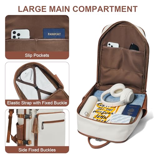 Vegan Leather Laptop Backpack for Women Fits 16 Inch Laptop