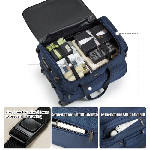 Large Expandable checked Luggage Suitcases with Wheels Foldable Duffle Bag for Travel suitcase for Women Men Garment Bag（Blue）