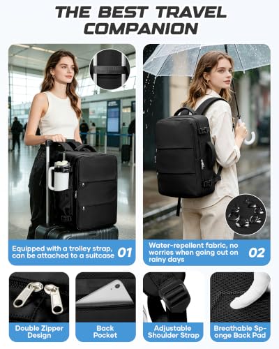 Travel Backpack for Women Men with Compression Vacuum Storage Bag & Electric Pump