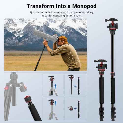 Basics 72" 182 cm Travel Tripod Monopod for Camera