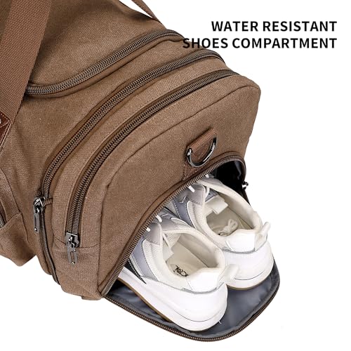 Canvas Duffle Bag for Men Expandable Convertible Travel Gym Duffel