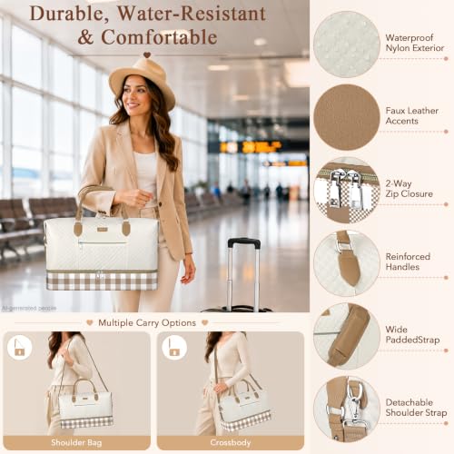 Weekender Bag for Women 21.5" Travel Duffel Large Carry On Bag 3PCS (3 Count)