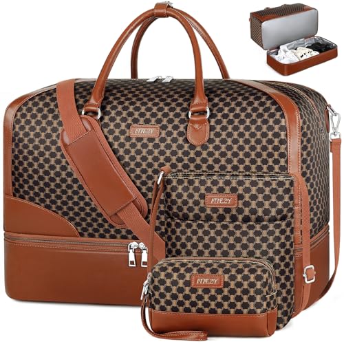 Weekender Bag for Women 21.5" Travel Duffel Large Carry On Bag 3PCS (3 Count)