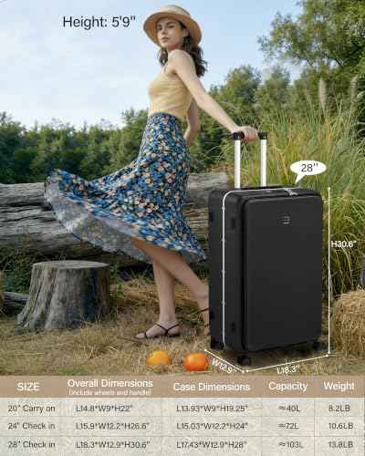 28 Inch Top Opening Checked Luggage with Cup Holder and USB Ports