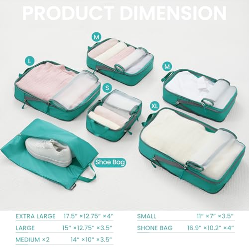 6 Set Ultralight Compression Packing Cubes Packing Organizer for Travel Accessories Luggage Suitcase Backpack