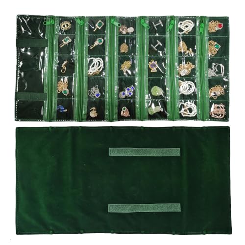 Travel Jewelry Roll Bag Portable Organizer Pouch With Grids&PVC Cover Storage Bags for Necklace