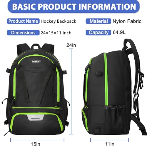 Lacrosse Bag Durable Equipment Backpack with 2 Stick Holders