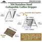 CAMPINGMOON Collapsible Coffee Dripper Pour Over Camping Outdoor 304 Stainless Steel COF