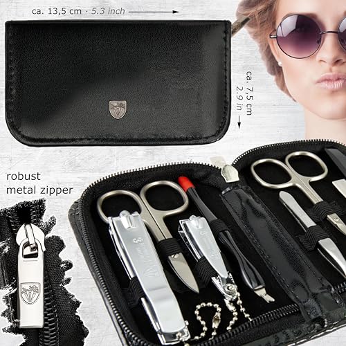 brand quality 8 piece manicure pedicure grooming kit set for professional nail care with synthetic leather case black