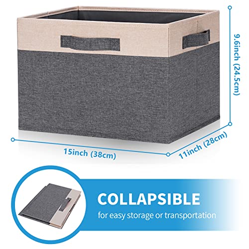 Large Fabric Storage Bins for Shelves with 3 Handles (6 Count)