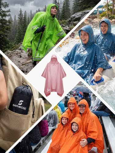 Adult Rain Poncho Waterproof Hooded Raincoat Lightweight Packable