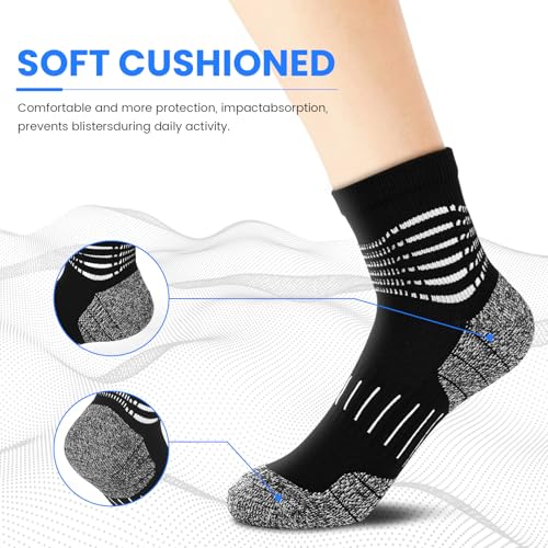 Ankle Compression Socks for Men Athletic Running Socks with Cushioned Support 3 Pairs