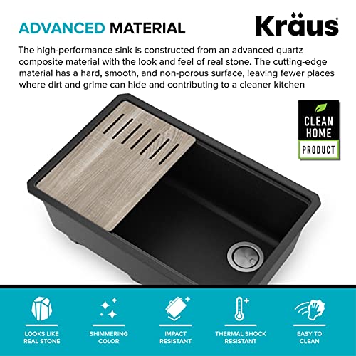 Bellucci 30” in. Undermount Workstation Granite Kitchen Sink in Metallic Black with Accessories
