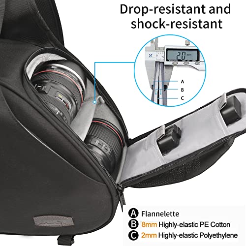 Camera Bag Sling Shoulder Bag Camera Case Waterproof with Rain Cover Tripod Holder