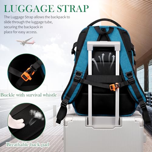 17.3 inch Large Laptop Backpack Durable Waterproof Travel College Backpack Bookbag for Men & Women Business Backpack with USB Charging Port and Headset Port Light Teal