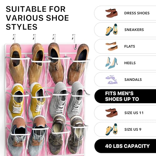 24 Pockets Large Clear Over the Door Shoe Organizer