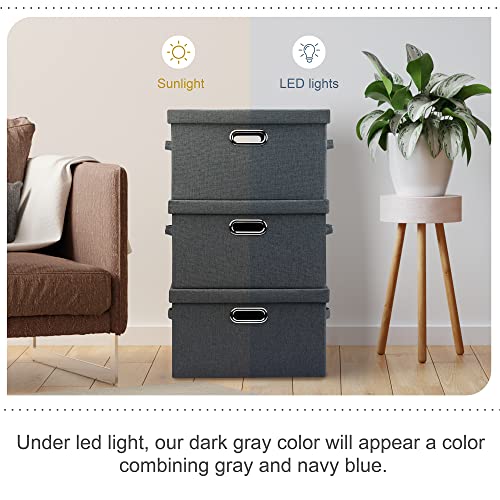 Medium 15" 21 Quart Collapsible Stackable Storage Bins with Lids (3 Count)