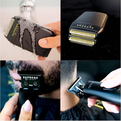 2-in-1 T-Shaper Trimmer & Crunch Foil Shaver | STF602 Electric Razor & ST5206 DLC Beard Trimmer Barber Haircut Kit | Black (2 Count)