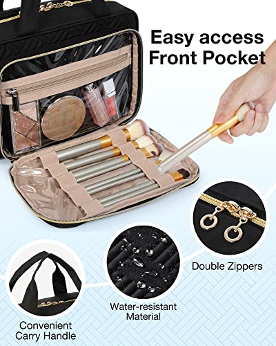 Toiletry Bag Hanging Travel Makeup Organizer with TSA Approved Transparent Cosmetic Bag Makeup Bag for Full Sized Toiletries (2 Count)