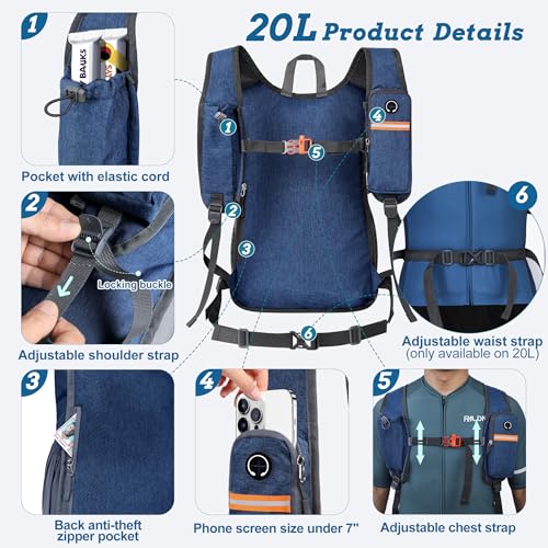 20L Small Hiking Backpack for Men Women Foldable Packable Back Pack Ultralight Hiking Daypack for Travel Camping Outdoor