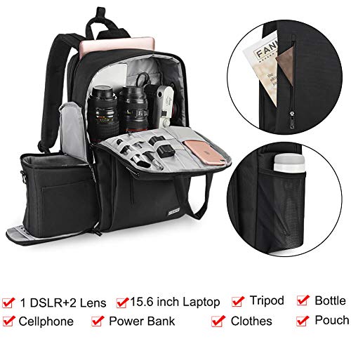 DSLR Camera Backpack Bag Waterproof Anti Theft with 15.6 inch Laptop Compartment