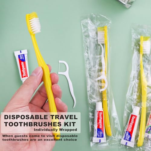 200 pcs Disposable Toothbrushes with Toothpaste and Floss (200 Count)