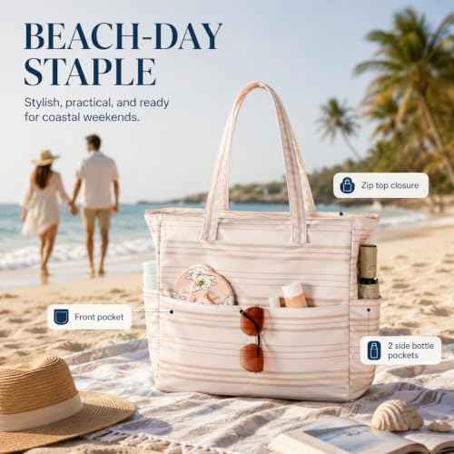 Waterproof Beach Tote Pool Bags for Women Ladies Extra Large Carry On Bag With Wet Compartment for Weekender Travel