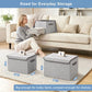 Linen Fabric Foldable Storage Cube Bin Organizer Basket with Flip (4 Count)