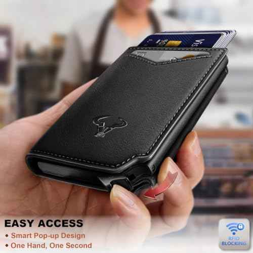 Men Slim Leather Wallet Metal Case Money Clip
