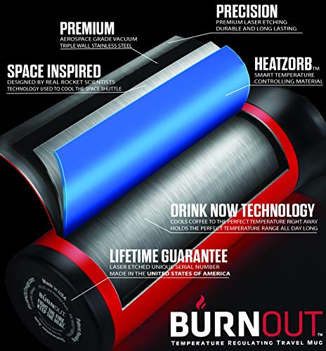 BURNOUT Temperature Regulating Travel Mug 12 oz Red
