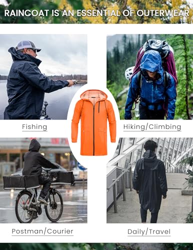Men's Packable Rain Caots Big And Tall Green Men'S Rain Coats Watertight Jacket