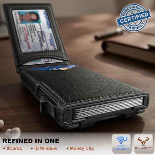 Men Slim Magnetic Leather Airtag Wallet Metal Case Money Clip