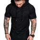 Mens Fashion Hoodies Sport Pullover Solid Color Shirt Workout Lightweight Tops Black