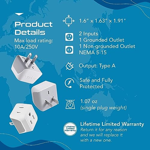 Japan Philippines Travel Adapter Plug by Ceptics (3 Count)