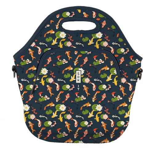 LunchTote Zippered Bag Insulated Neoprene Caddy (Koi Garden / X-Large 6.5 Quart Lunch Tote)