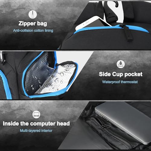 Large Basketball Backpack Sports Gym Bag with Ball Holder Ventilated Shoe Compartment Insulated Cooler Pockets Reflective Strips Fence Hook for Men Athletic Training