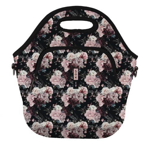 LunchTote Zippered Bag Insulated Neoprene Caddy (Bloom at Night / X-Large 6.5 Quart Lunch Tote)