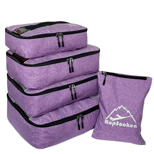 5 Set Packing Cubes for Travel Large Suitcase Luggage Organizer Bags Travel Accessories Vacation 4 Cubes 1 Laundry Pouch Bag (5 Count)