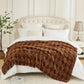 Luxury Faux Fur Rabbit Fur Throw Blanket Brown 90"x80"