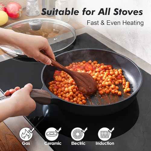 8inch Nonstick Frying Pan Paella Pan with Lid