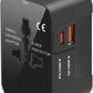 Universal Travel Adapter with 3.0A PD USB-C & QC USB-A Ports, Fast Charging International Plug Adapter, Worldwide Wall Charger AC Power Plug Converter Adaptor for US to EU UK AUS Asia