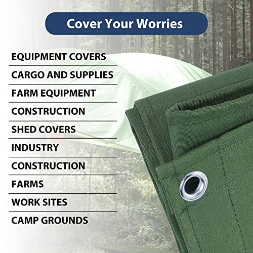 10’x16’ Canvas Tarps Heavy Duty Waterproof Tarpaulins with Aluminum Grommets