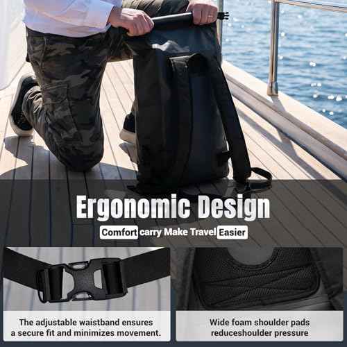 20L Waterproof Dry Bag Boating Backpack for Travel Hiking Camping Kayaking Hiking Swimming Floating Submersible Dry Bag charcoal black