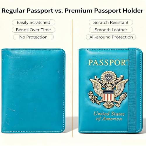 Premium Passport Holder for Travel RFID Blocking Passport Cover Slim