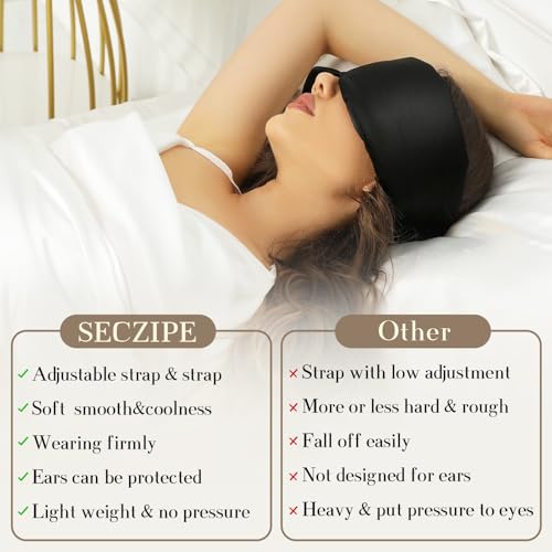 100% Mulberry Silk Sleep Mask Eye Mask for Women Man with Adjustable Band