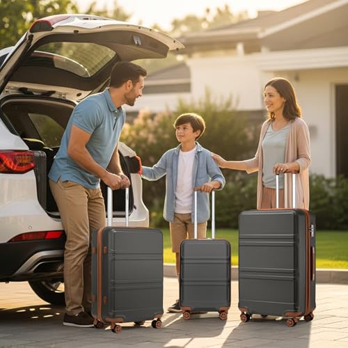 Suitcase Set 3 Piece Luggage Set Expandable with Spinner Wheels (6 Count)