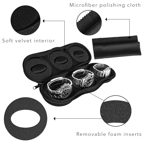 Triple Watch Travel Case Storage Organizer For 3 Watches (3 Count)