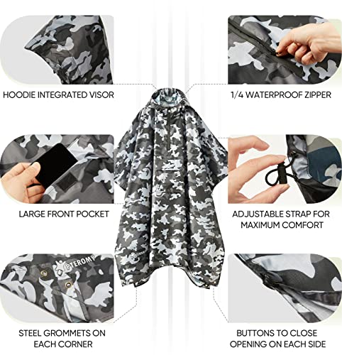 Hooded Rain Poncho for Adult with Pocket